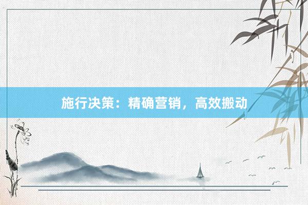 施行决策：精确营销，高效搬动